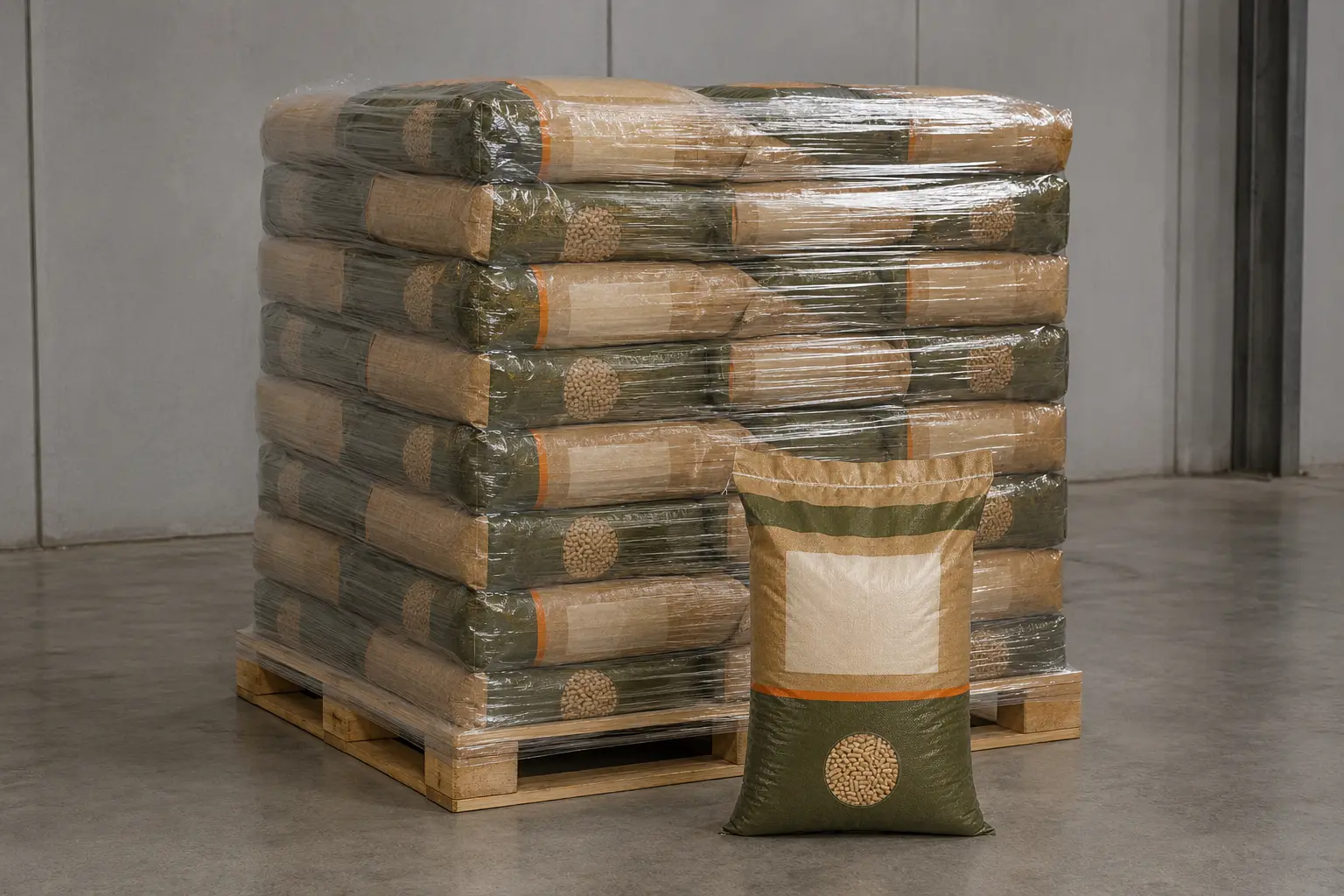 Holzpellets Economy 6 mm · Vorratspalette 990 kg (66 × 15 kg)